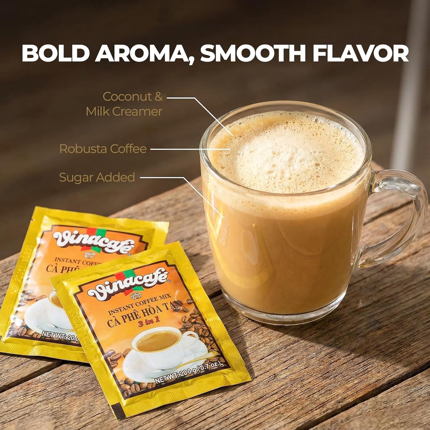 Vinacafe 3-in-1 Instant Coffee Packets β | Authentic Vietnamese Medium Roast π | Sweet & Balanced Single-Serve Sachets (20 Count Bag)