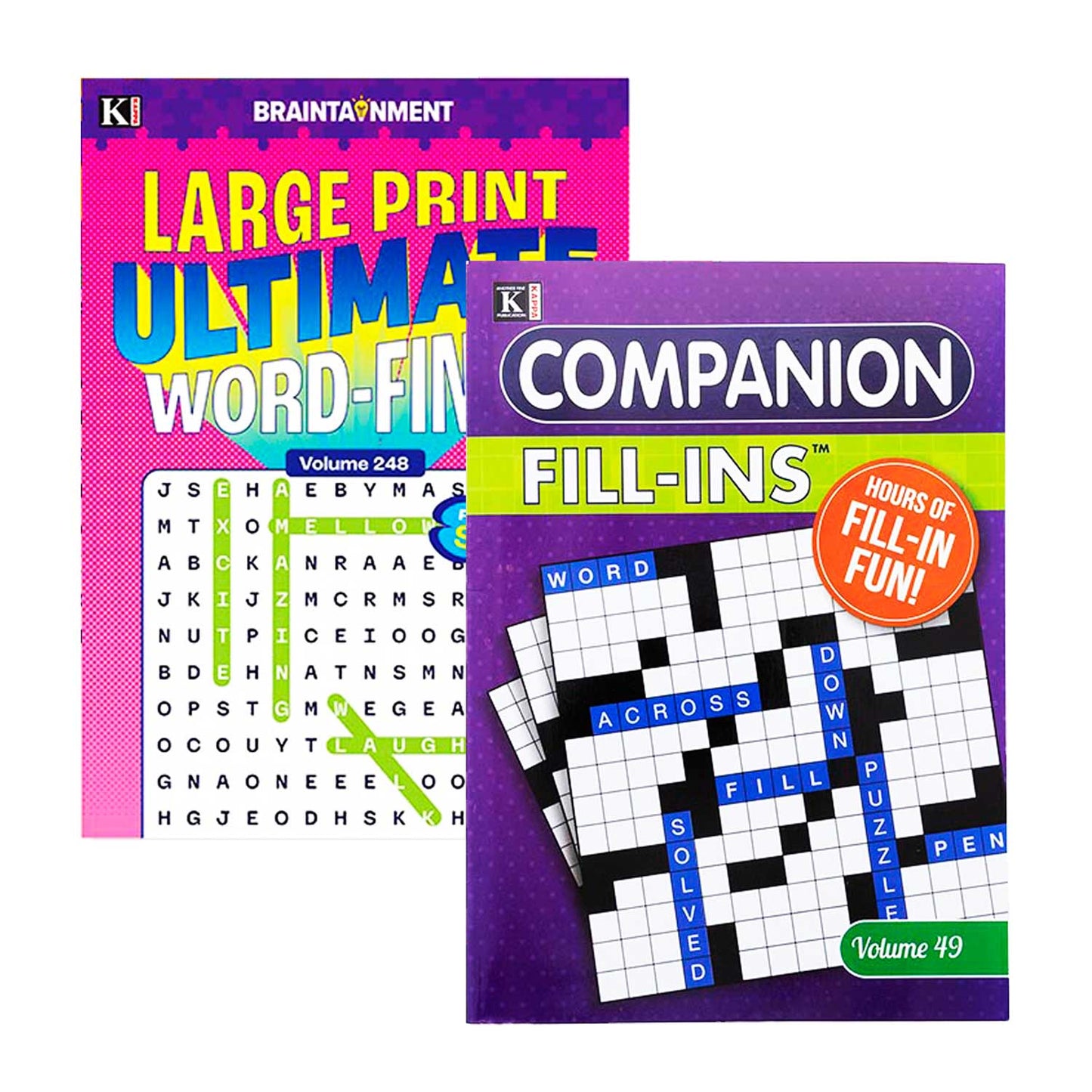 Omura Puzzles - Collection of 5 Variety Puzzle Books Including LARGE PRINT Great Big Word Finds & Companion Fill-Ins 10.75 x 7.75 Inches