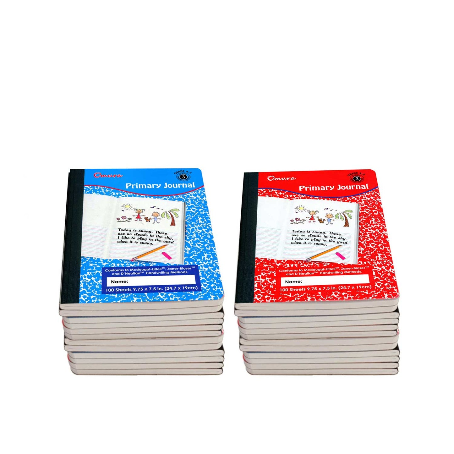 Omura PRIMARY JOURNAL NOTEBOOK Grades K-2, Half Page Ruled Composition Notebook, 100 Sheets - Omura Products