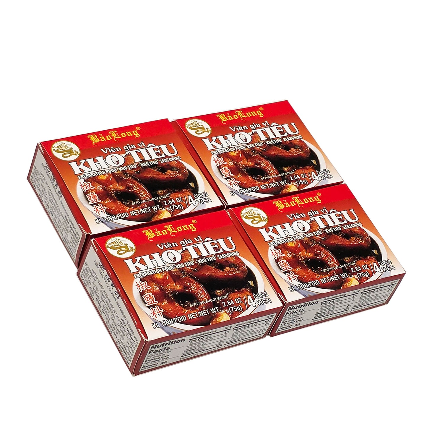 Bao Long KHO TIEU Spice Cubes, KHO TIEU Seasoning 4-ct | 4-Pack (16-Cubes)