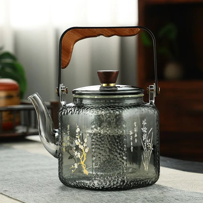 Steaming and Boiling Dual-purpose Glass Teapot Household Tea Maker High Temperature Resistant