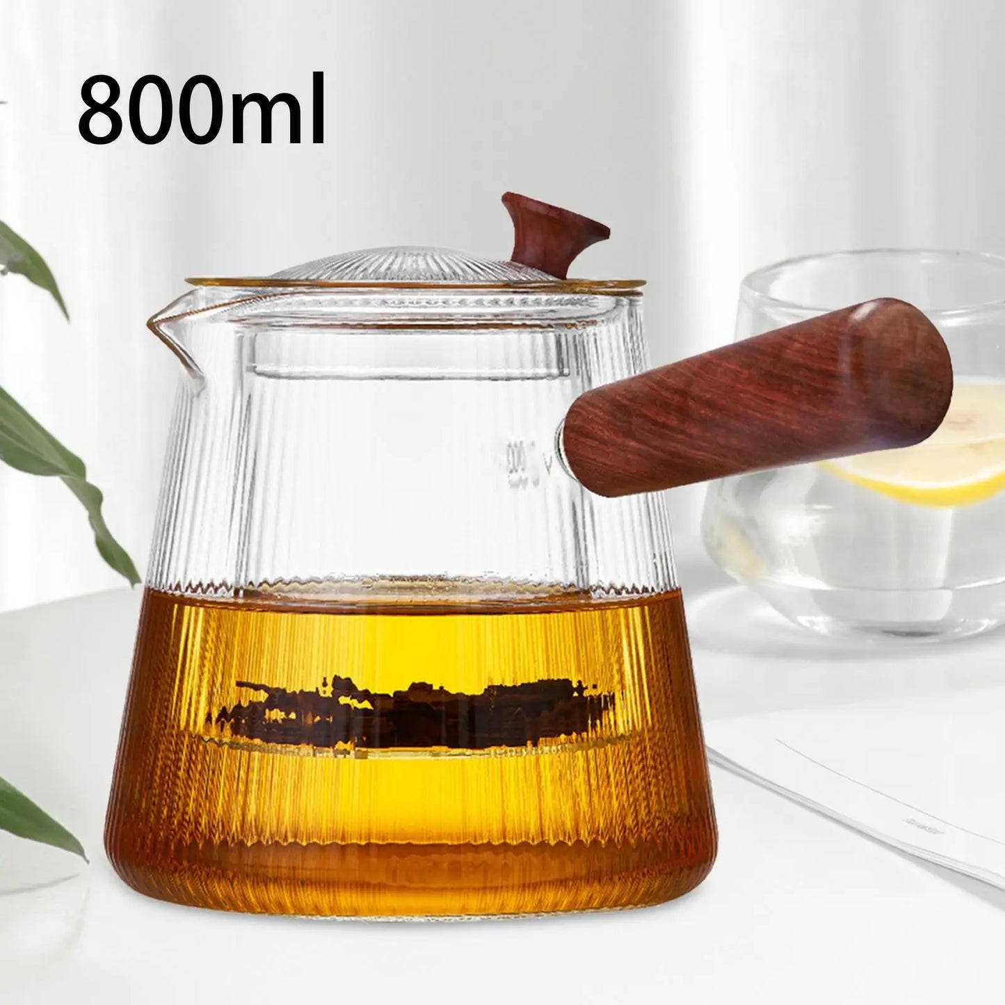 Glass Teapot with Infuser Blooming and Loose-Leaf Tea Maker Elegant with Lid Clear Tea Kettle Stovetop Safe for Home Camping