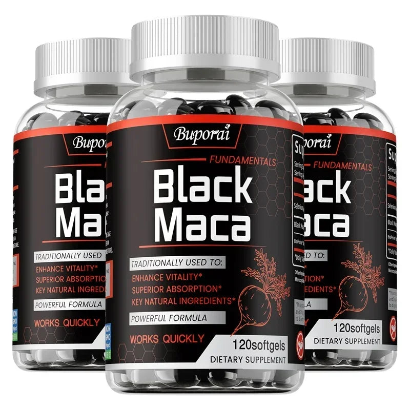 Black Maca Supplement 1000mg – Natural Energizer ⚡ Boost Performance, Vitality, Endurance & Hormone Balance | With BioPerine & Selenium | 120 Capsules