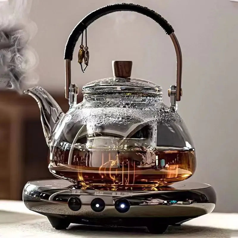 Steaming and Boiling Dual-purpose Glass Teapot Household Tea Maker High Temperature Resistant