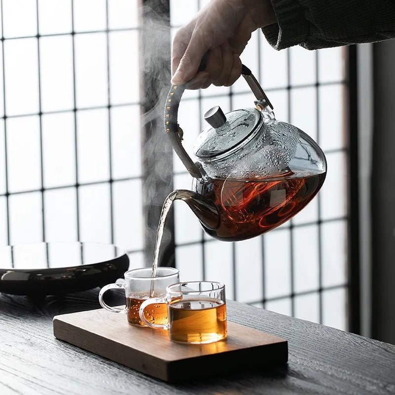 Steaming and Boiling Dual-purpose Glass Teapot Household Tea Maker High Temperature Resistant