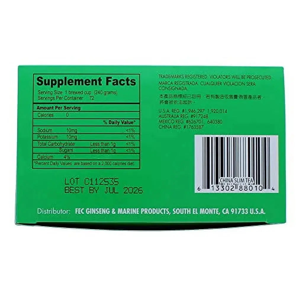 China Slim Tea Delight, Large, 144-Count (Pack 72 X 2 = 144 Tea Bags Total) Omura Products