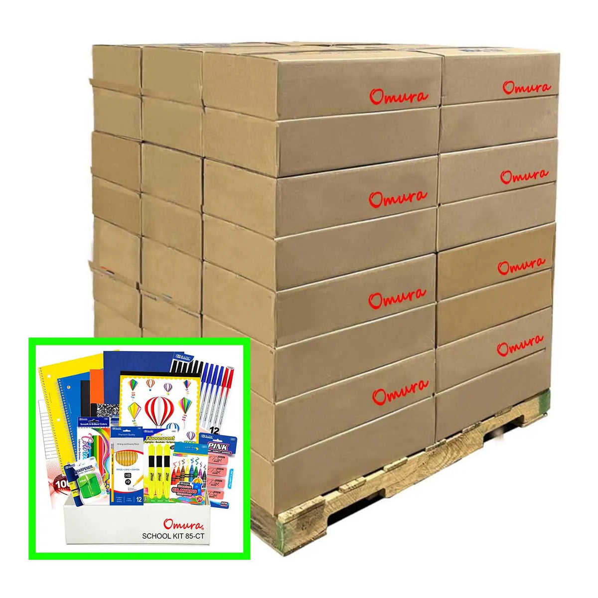 OMURA Learning | Elementary School Back-to-School Supply Box – 85-Count Essential Classroom Set– with Notebooks, Ruler, Pens, Markers & More 📚 Omura Products