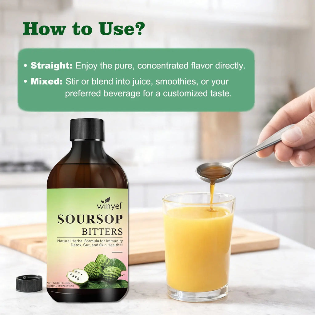 🌿 Soursop Bitters Liquid (15-Herb Blend) – Gut, Immune & Detox Support | 15.2 fl oz Omura