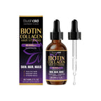 Biotin Collagen Hair Care Drops 60,000 mcg 💜 Liquid Hair Growth Vitamins for Stronger Hair, Skin & Nails | 2oz (30 Servings) Omura