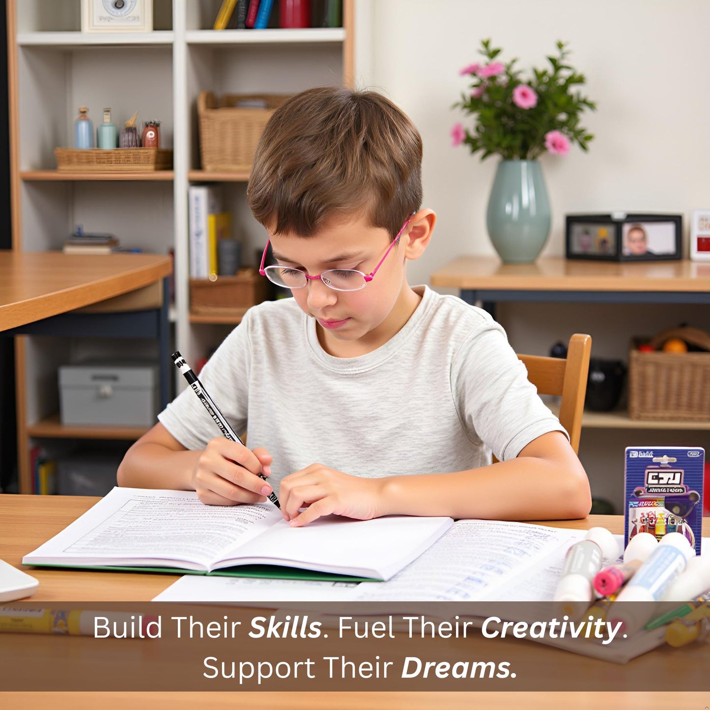 OMURA Learning | Elementary School Back-to-School Supply Box – 85-Count Essential Classroom Set– with Notebooks, Ruler, Pens, Markers & More 📚