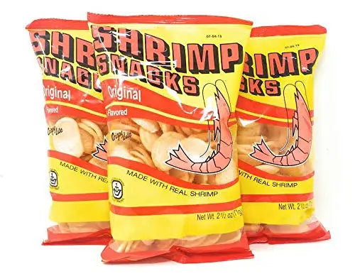 Marco Polo Shrimp Snacks | 3 Pack (2.5oz/71g Each) | Crispy Real Shrimp Chips – Original, BBQ, Sour Cream & Onion, Garlic & Onion, Cheese Omura Products
