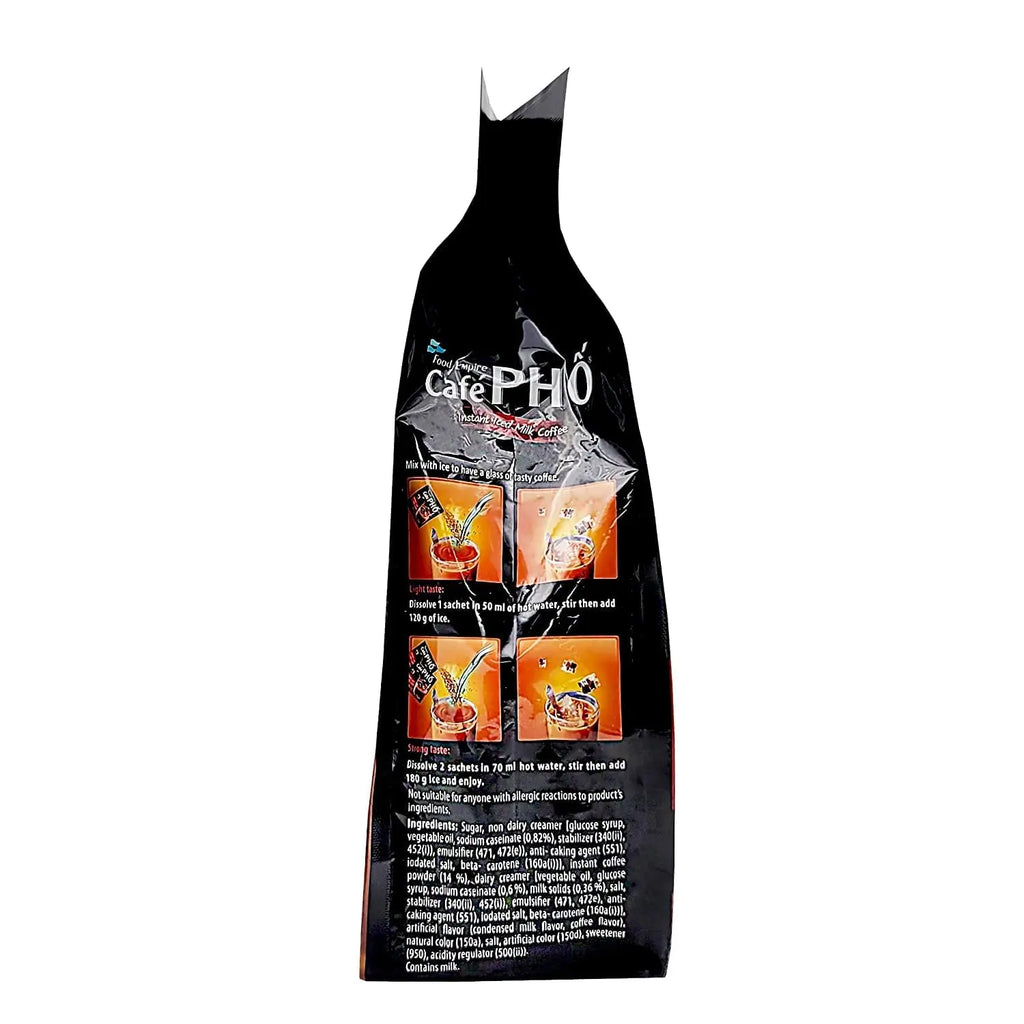 Cafe Pho Vietnamese 3in1 Instant Coffee Mix, Iced Milk Coffee, Cafe Sua Da, Single Serve Coffee Packets, Bag of 18 Sachets Omura Products