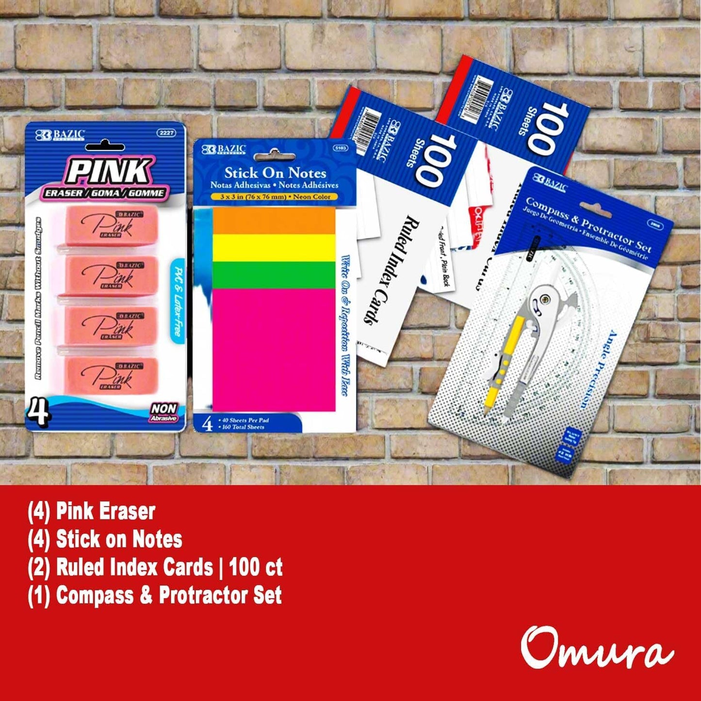 XOMURA Learning | Middle & High School Back-to-School Supply Box – 70-Count Essential Set with Notebooks, Ruler, Pens, Markers & More