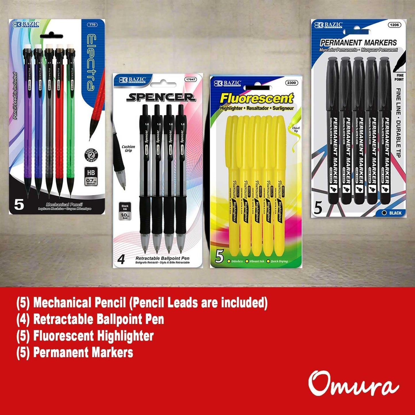 XOMURA Learning | Middle & High School Back-to-School Supply Box – 70-Count Essential Set with Notebooks, Ruler, Pens, Markers & More