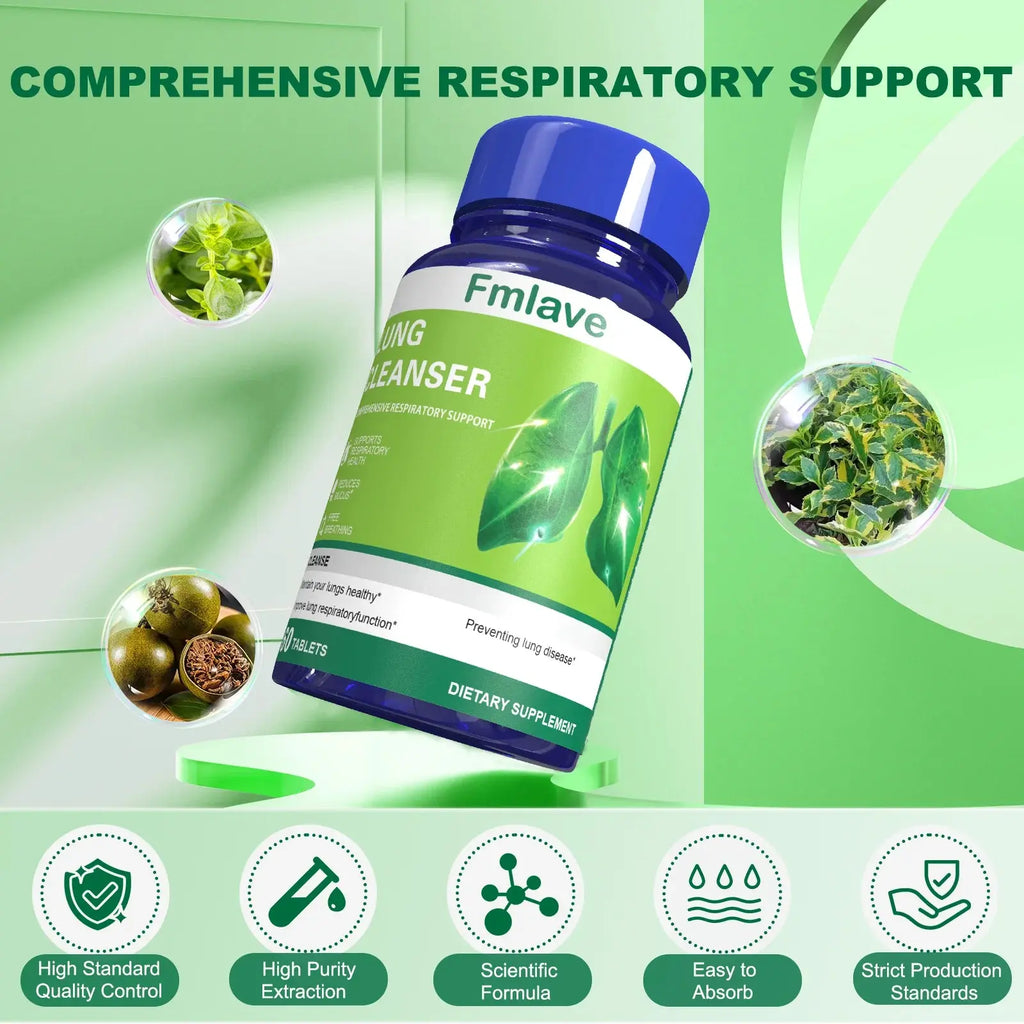 🌿 Lung Cleanser Herbal Supplement – Advanced Botanical Formula for Respiratory & Immune Support | Mucus Balance & Antioxidant Support | 60 Tablets (36g) Omura Products