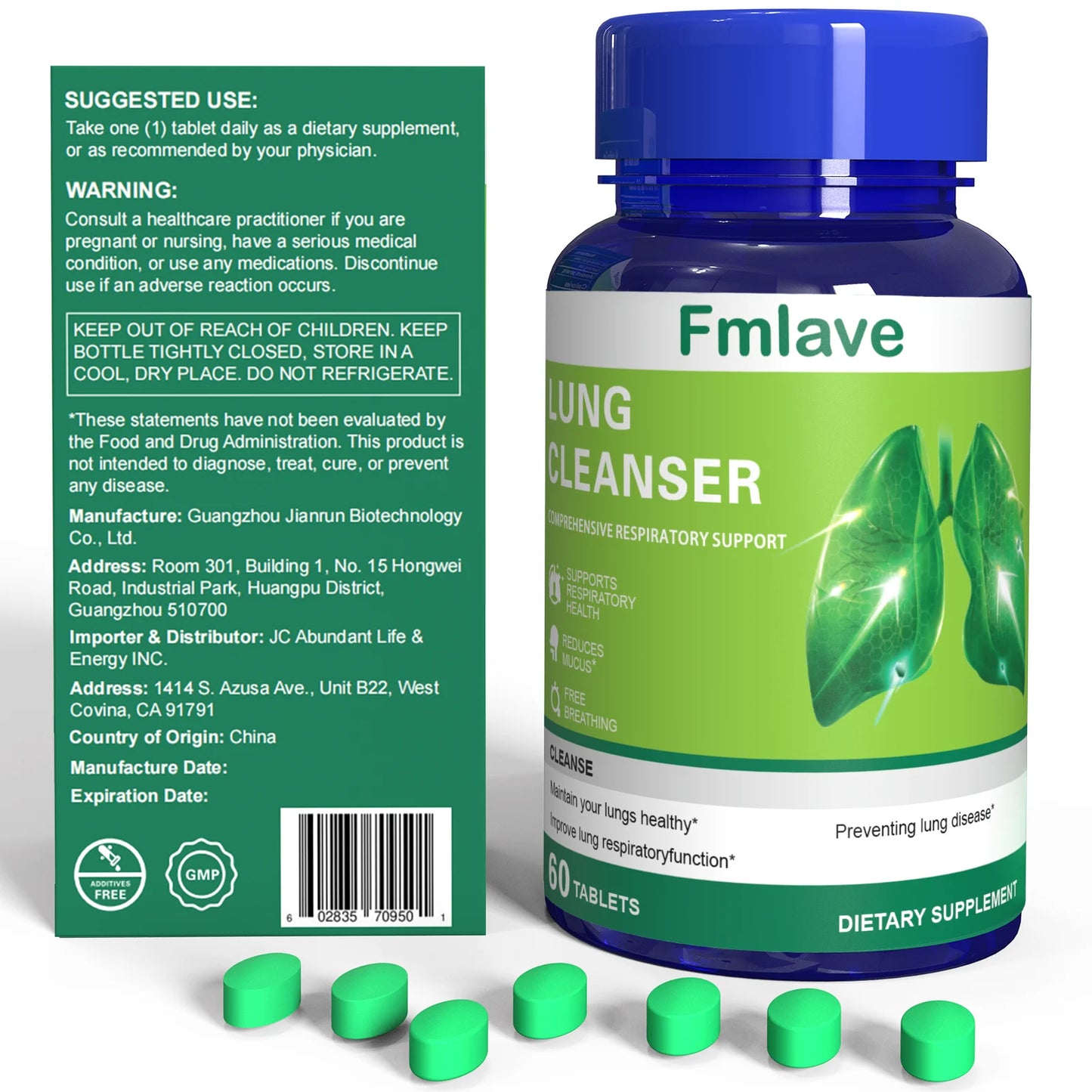 🌿 Lung Cleanser Herbal Supplement – Advanced Botanical Formula for Respiratory & Immune Support | Mucus Balance & Antioxidant Support | 60 Tablets (36g)