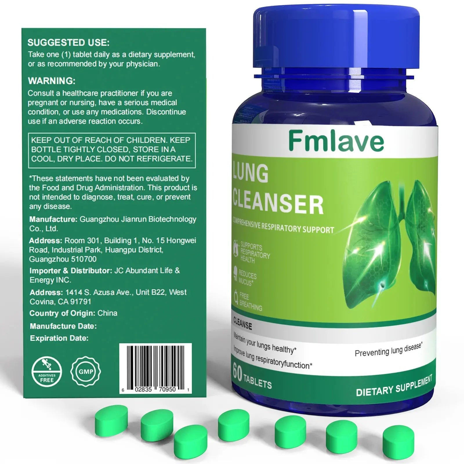 🌿 Lung Cleanser Herbal Supplement – Advanced Botanical Formula for Respiratory & Immune Support | Mucus Balance & Antioxidant Support | 60 Tablets (36g) Omura Products