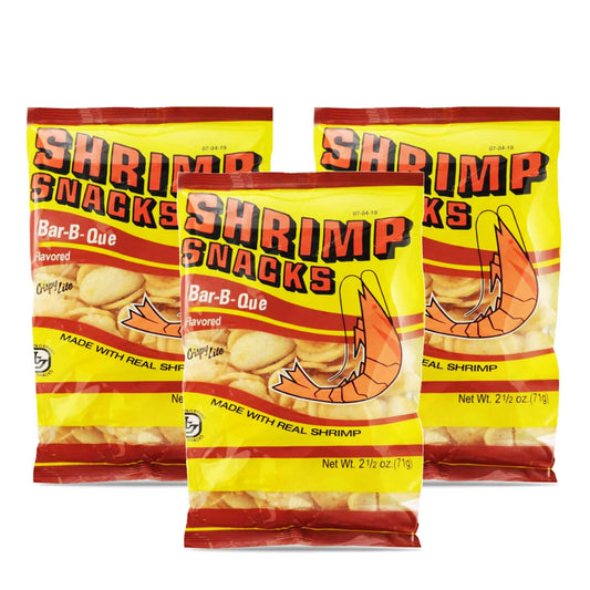 Marco Polo Shrimp Snacks Barbecue BBQ Flavor, Net Wt. 2.5oz(71g) | 3 Pack
