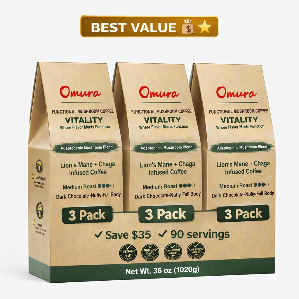 Mushroom Coffee for Focus & Energy (No Jitters) ☕ | Lion’s Mane + Chaga | Smooth Medium Roast | Clean Daily Performance