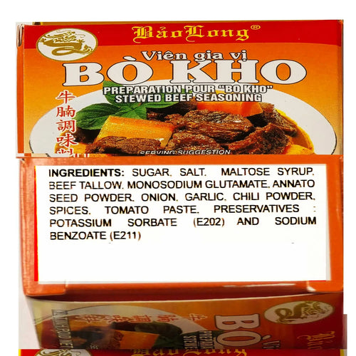 Bao Long Gia Vi BO KHO Spice Cubes, STEWED BEEF Seasoning 4-ct | 4-Pack (16-Cubes) Omura Products