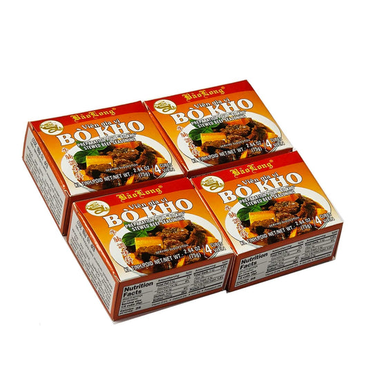 Bao Long BO KHO Spice Cubes, STEWED BEEF Seasoning 4-ct | 4-Pack (16-Cubes)