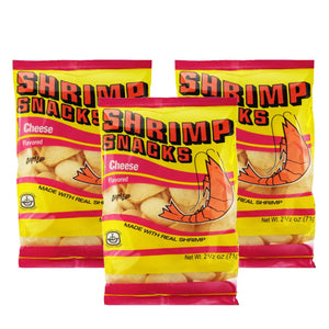 Marco Polo Shrimp Snacks | 3 Pack (2.5oz/71g Each) | Crispy Real Shrimp Chips – Original, BBQ, Sour Cream & Onion, Garlic & Onion, Cheese Omura Products