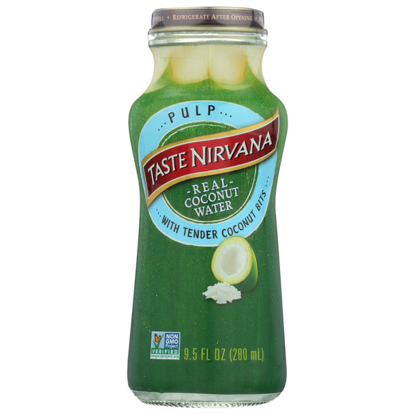 Taste Nirvana Real Premium Coconut Water PULP 9.5 Ounce BOTTLE, 12-Pack (BOTTLE)