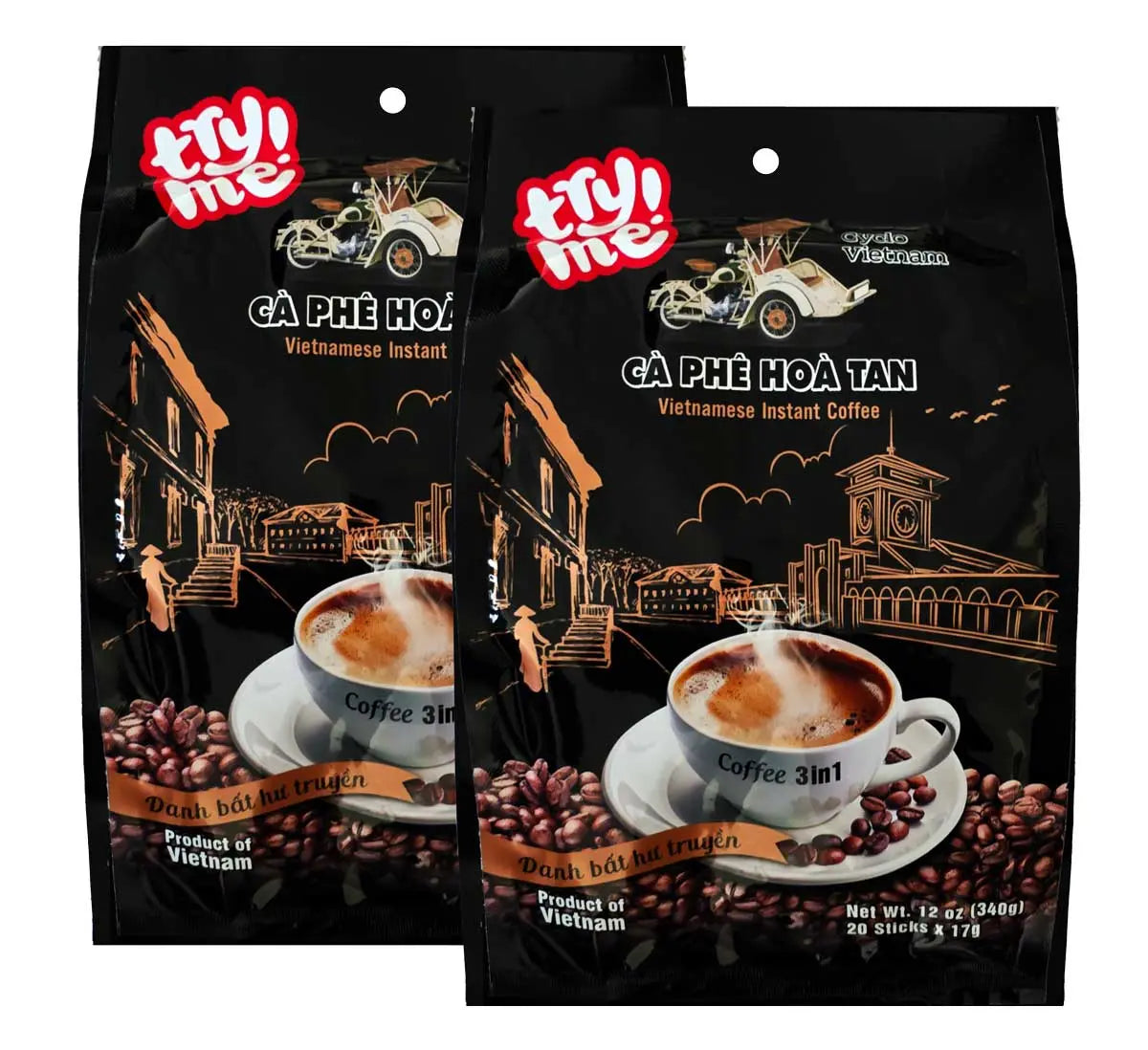 Cyclo Vietnam CA PHE HOA TAN 3-in-1 Instant Coffee | Vietnamese Coffee | 20 Sticks x 0.6oz (17g) | Net 12 oz (340g) Omura Products