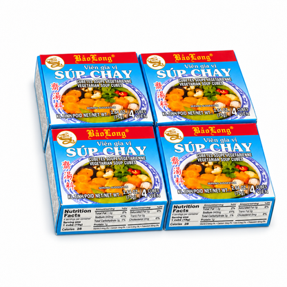 Bao Long Súp Chay Vegetarian Soup Seasoning Cubes – 4-Pack, 16 Cubes