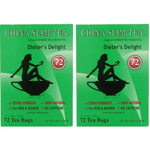 China Slim Tea Delight, Large, 144-Count (Pack 72 X 2 = 144 Tea Bags Total) Omura Products