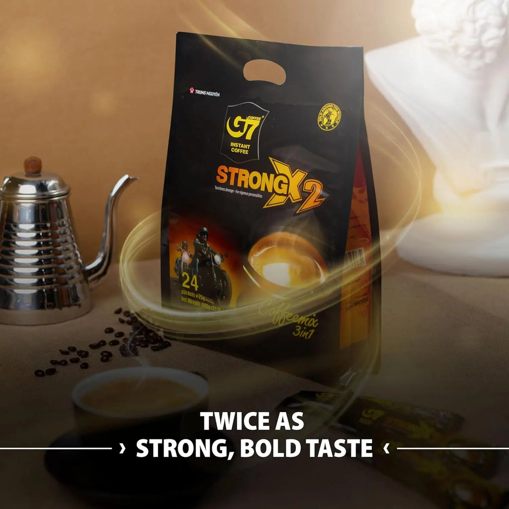 Trung Nguyen G7 3-in-1 Strong X2 Instant Coffee – Vietnamese Coffee Energy Boost (24 Sticks/Bag) Omura Products