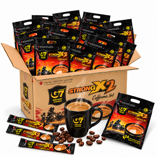 Trung Nguyen G7 3-in-1 Strong X2 Instant Coffee – Vietnamese Coffee Energy Boost (24 Sticks/Bag)