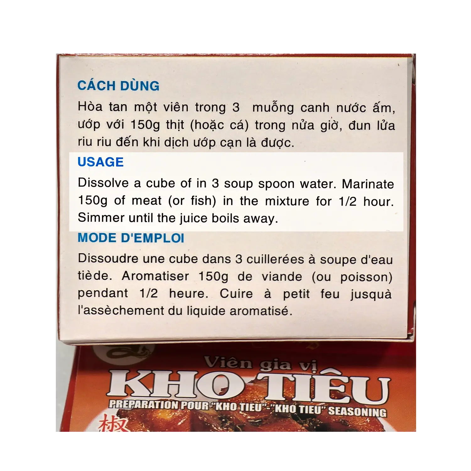 Bao Long KHO TIEU Spice Cubes, KHO TIEU Seasoning 4-ct | 4-Pack (16-Cubes) Omura Products