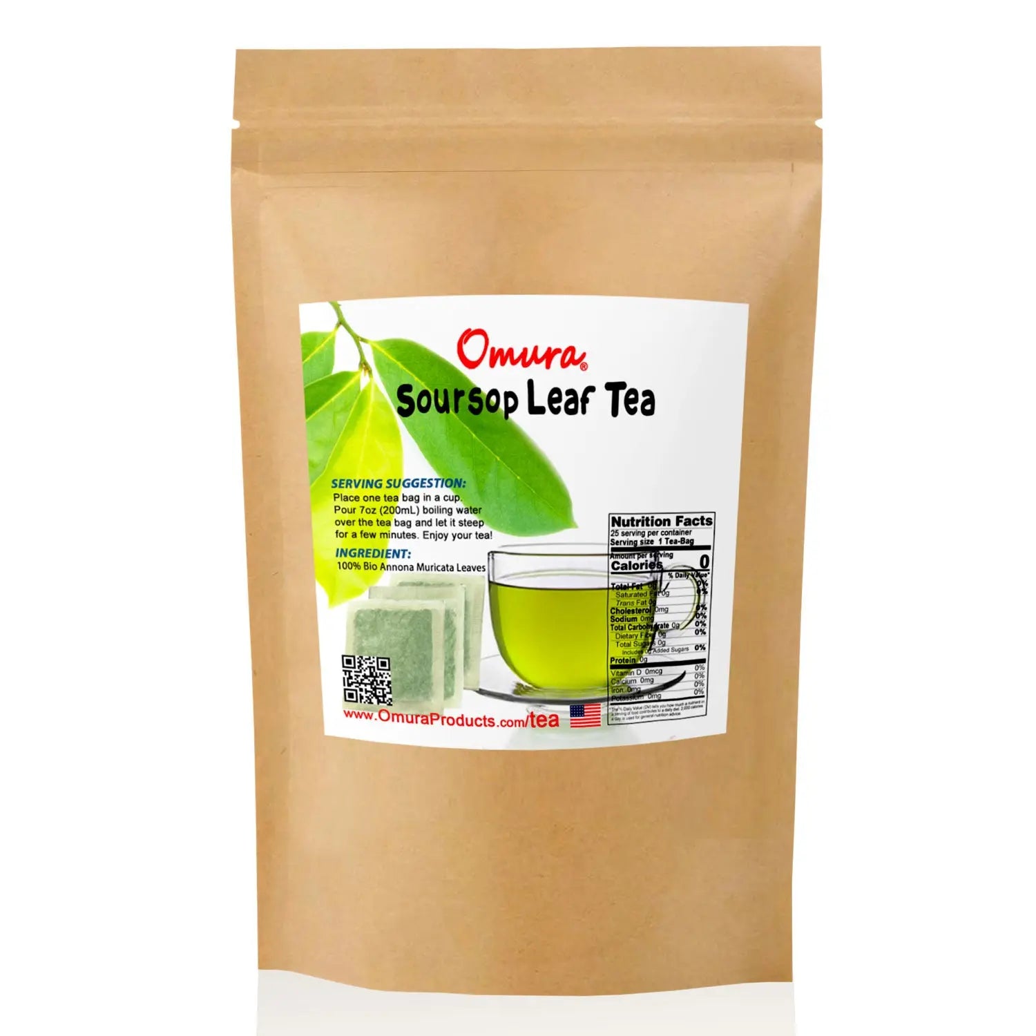 Soursop Leaf Tea Bags (Guanabana Tea) – Natural Graviola Herbal Tea | 25, 50 or 100 Tea Bags | Caffeine-Free Soursop Leaves Tea Omura Products