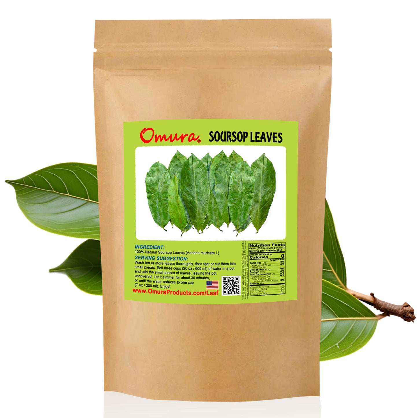 Omura Natural SOURSOP Guanabana for Tea 200 Dried Whole-Leaves