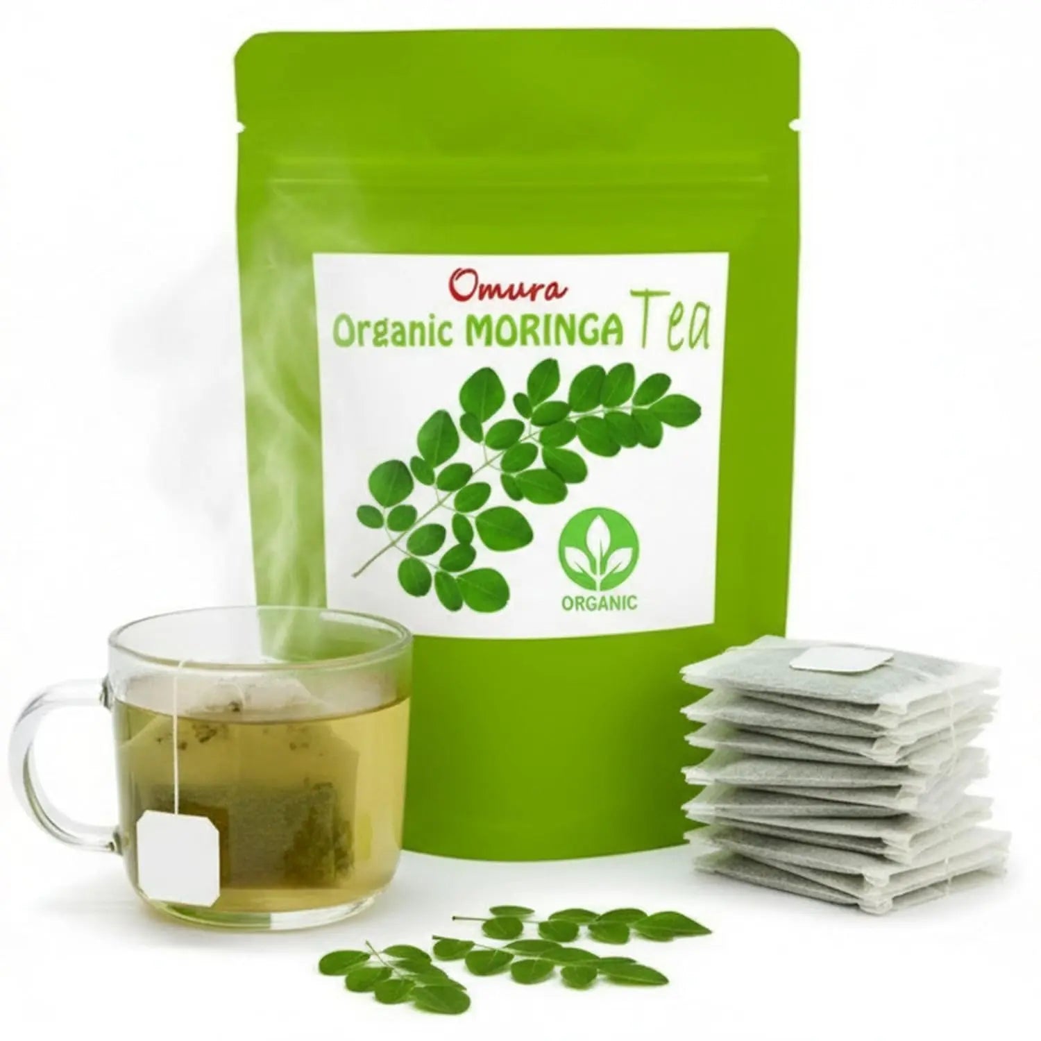 Omura Moringa Oleifera Tea – 25 Premium Tea Bags | Energizing Breakfast Tea | Delicious Hot or Iced Moringa Leaf Infusion Omura Products