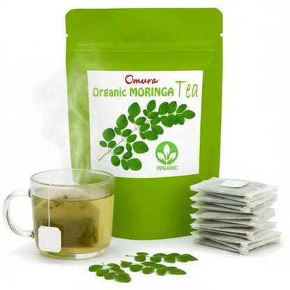 Omura Moringa Oleifera Tea – 25 Premium Tea Bags | Energizing Breakfast Tea | Delicious Hot or Iced Moringa Leaf Infusion Omura Products