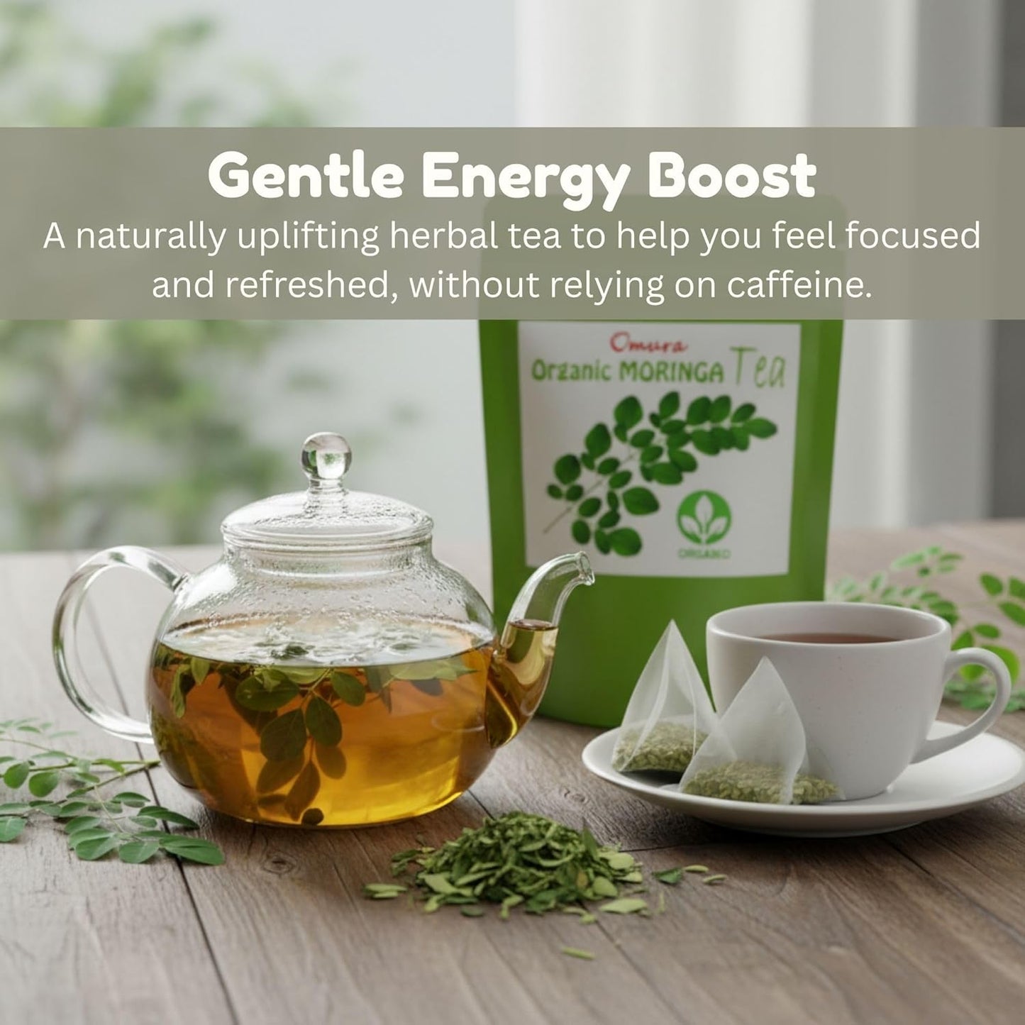 Omura Moringa Oleifera Tea – 25 Premium Tea Bags | Energizing Breakfast Tea | Delicious Hot or Iced Moringa Leaf Infusion