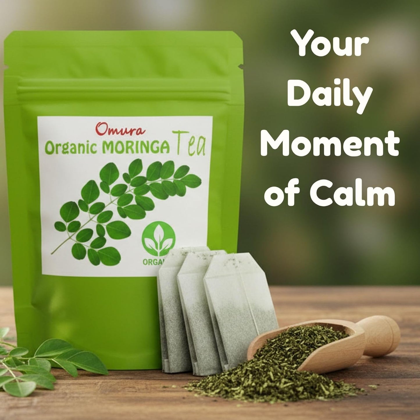 Omura Moringa Oleifera Tea – 25 Premium Tea Bags | Energizing Breakfast Tea | Delicious Hot or Iced Moringa Leaf Infusion