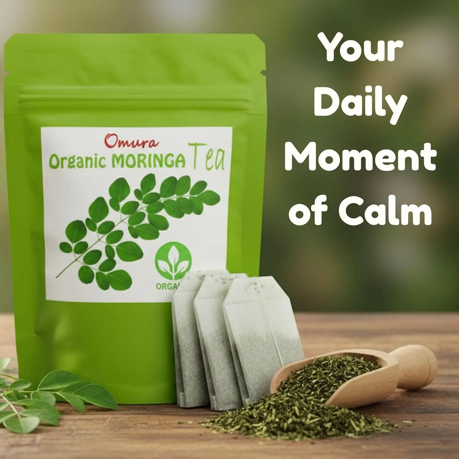 Omura Moringa Oleifera Tea – 25 Premium Tea Bags | Energizing Breakfast Tea | Delicious Hot or Iced Moringa Leaf Infusion Omura Products