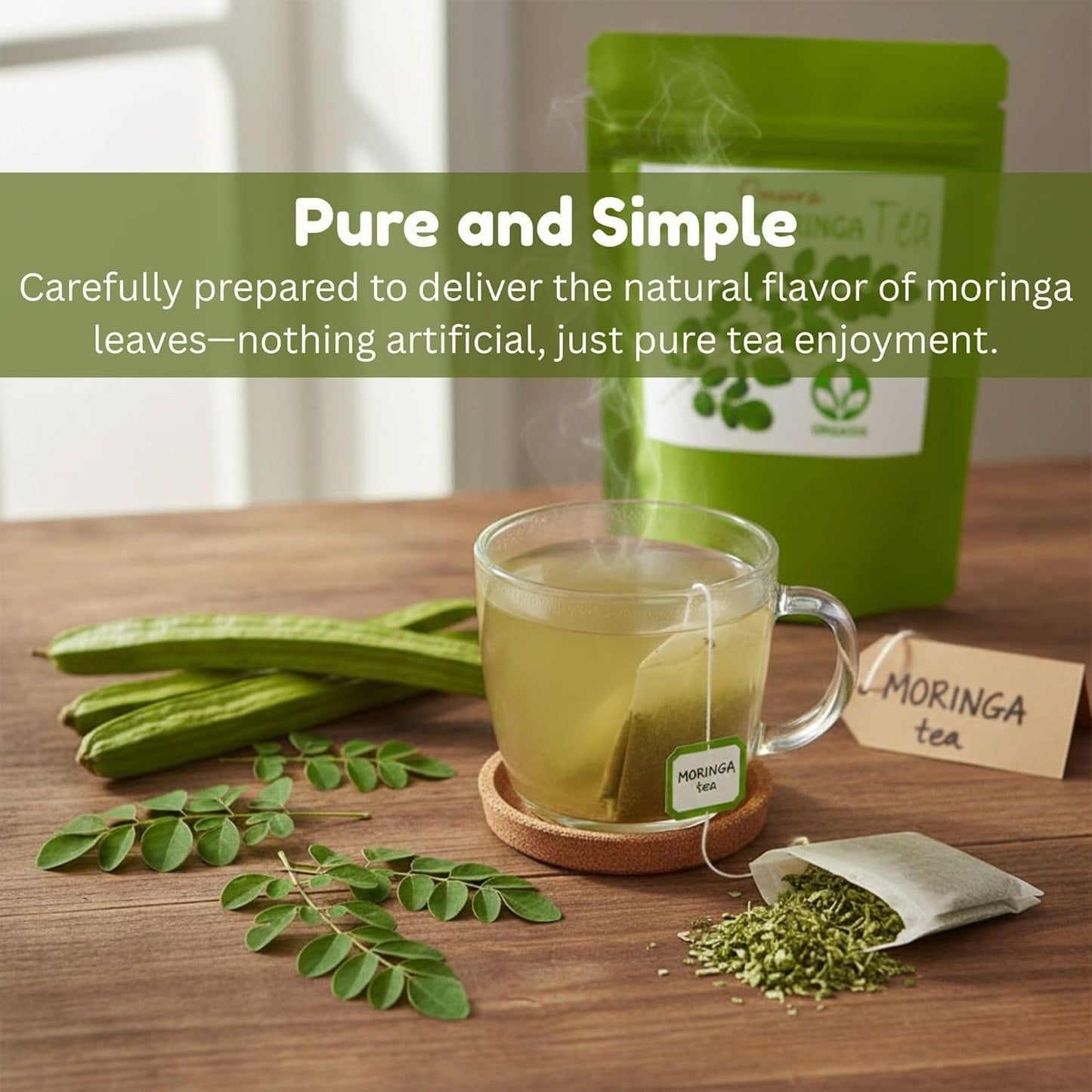 Omura Moringa Oleifera Tea – 25 Premium Tea Bags | Energizing Breakfast Tea | Delicious Hot or Iced Moringa Leaf Infusion