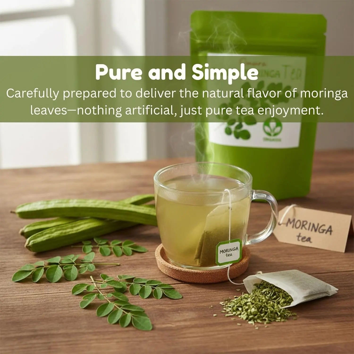 Omura Moringa Oleifera Tea – 25 Premium Tea Bags | Energizing Breakfast Tea | Delicious Hot or Iced Moringa Leaf Infusion Omura Products
