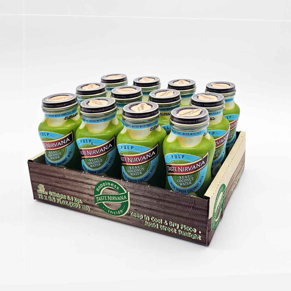 Taste Nirvana Real Premium Coconut Water with PULP 9.5 Fl. Ounces | 12-Pack (Bottles)