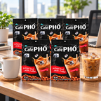 Cafe Pho Vietnamese 3in1 Instant Coffee Mix, Iced Milk Coffee, Cafe Sua Da, Single Serve Coffee Packets, Bag of 18 Sachets