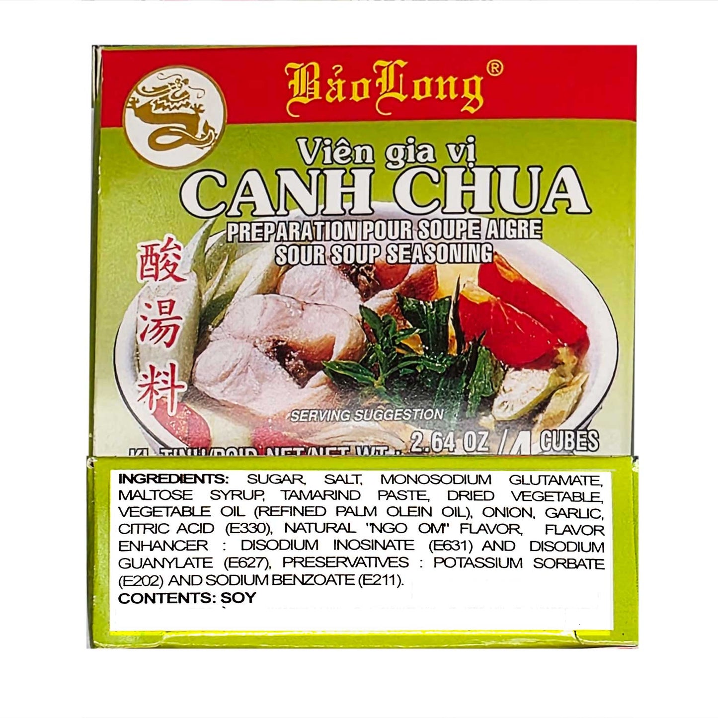Bao Long Vien-Gia-Vi CANH CHUA Original Sour Soup Seasoning Cube 4-ct | 4-Pack (16-Cubes)