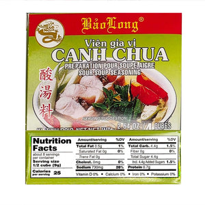 Bao Long Vien-Gia-Vi CANH CHUA Original Sour Soup Seasoning Cube 4-ct | 4-Pack (16-Cubes) Omura Products