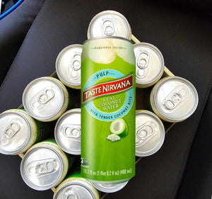 Taste Nirvana All Natural Real Coconut Water WITH PULP | Case of 12x 16.2 Fl oz. BPA-free cans drinkOmura