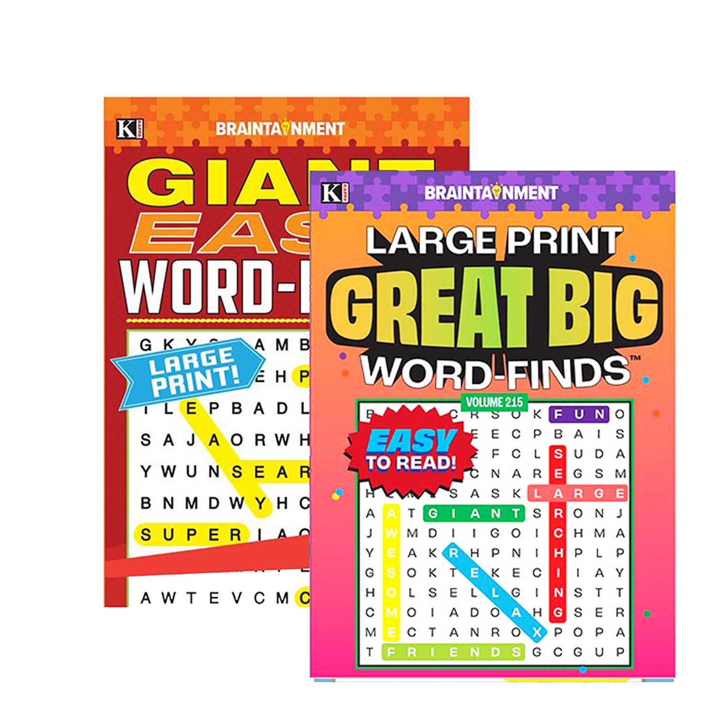 Omura Puzzles - Collection of 5 Variety Puzzle Books Including LARGE PRINT Great Big Word Finds & Companion Fill-Ins 10.75 x 7.75 Inches