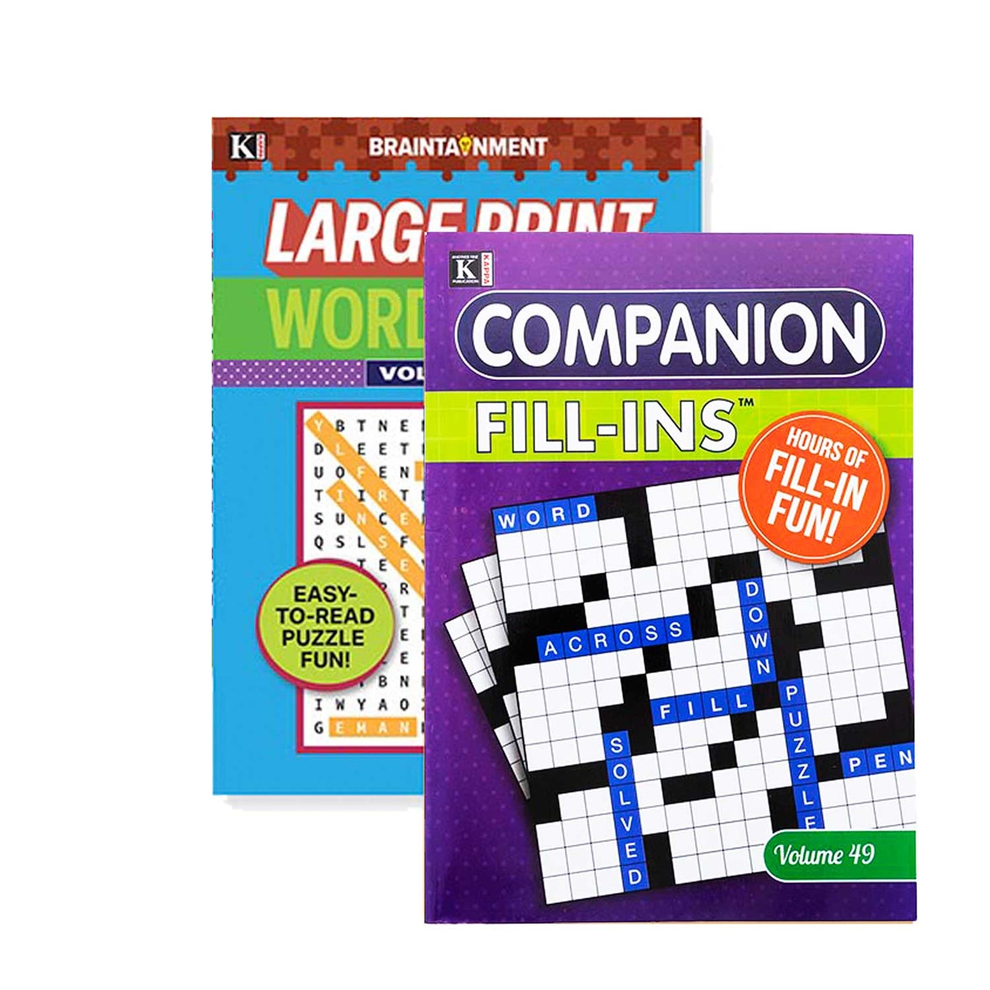 Omura Puzzles - Collection of 5 Variety Puzzle Books Including LARGE PRINT Great Big Word Finds & Companion Fill-Ins 10.75 x 7.75 Inches