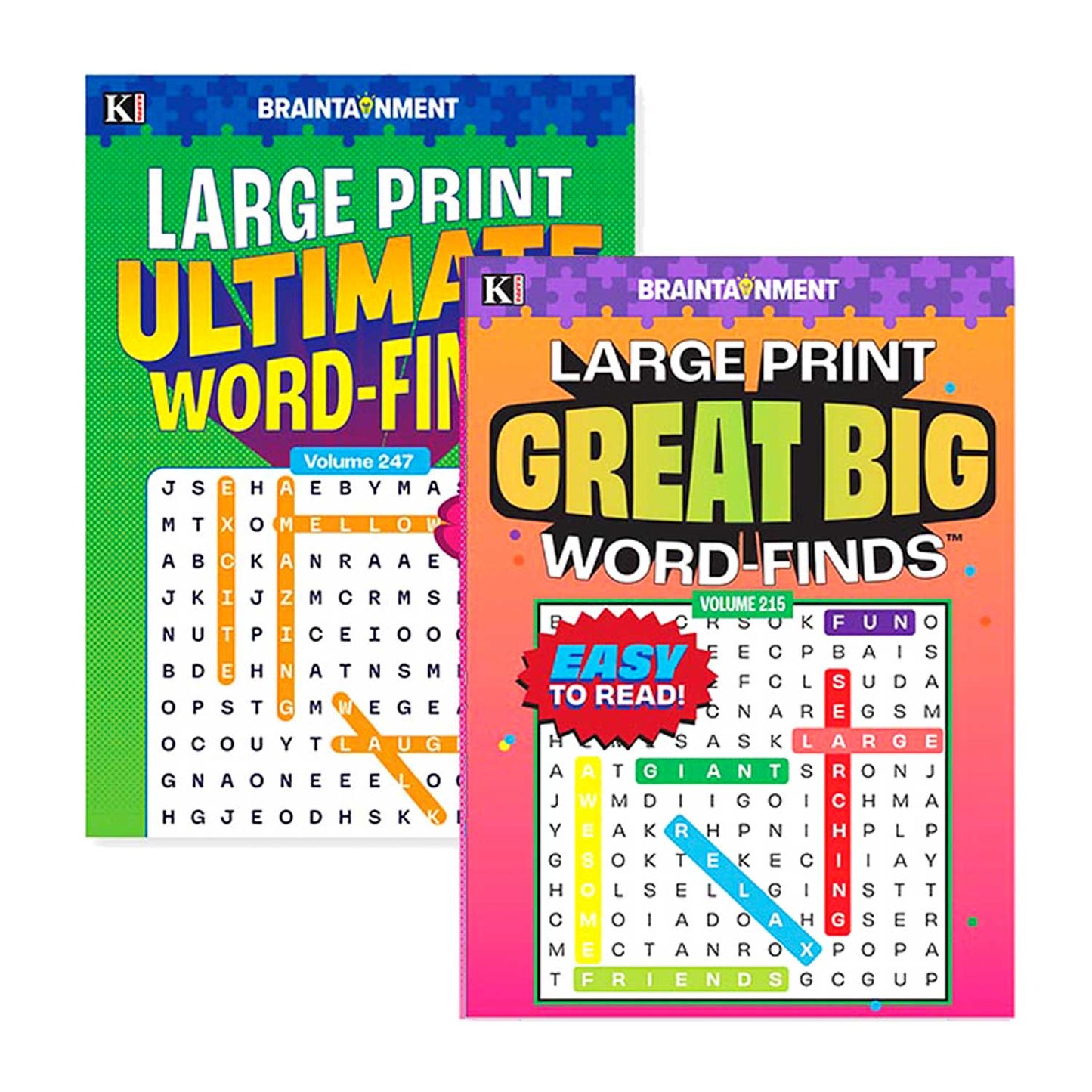Omura Puzzles - Collection of 5 Variety Puzzle Books Including LARGE PRINT Great Big Word Finds & Companion Fill-Ins 10.75 x 7.75 Inches